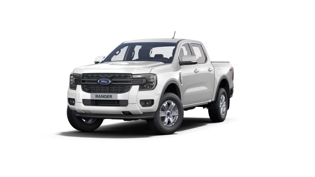 Ford Ranger XLS 2.0 Turbo Diesel Automático: três quartos de frente, pelo outro lado (branco artico)