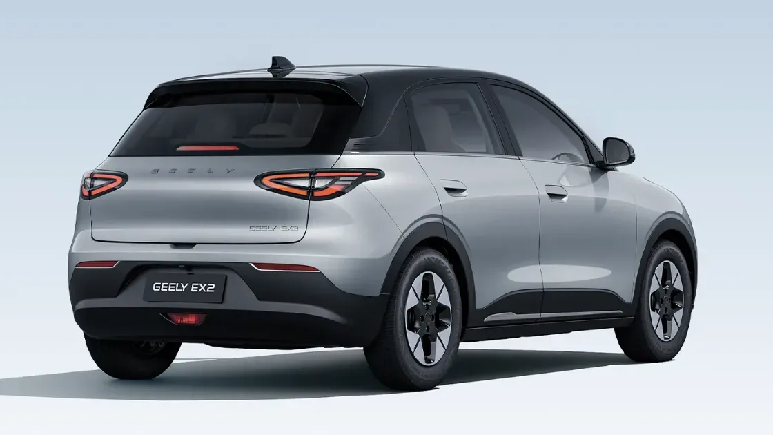 Geely EX2 Pro Elétrico Automático: de trás, em três quartos (prata)