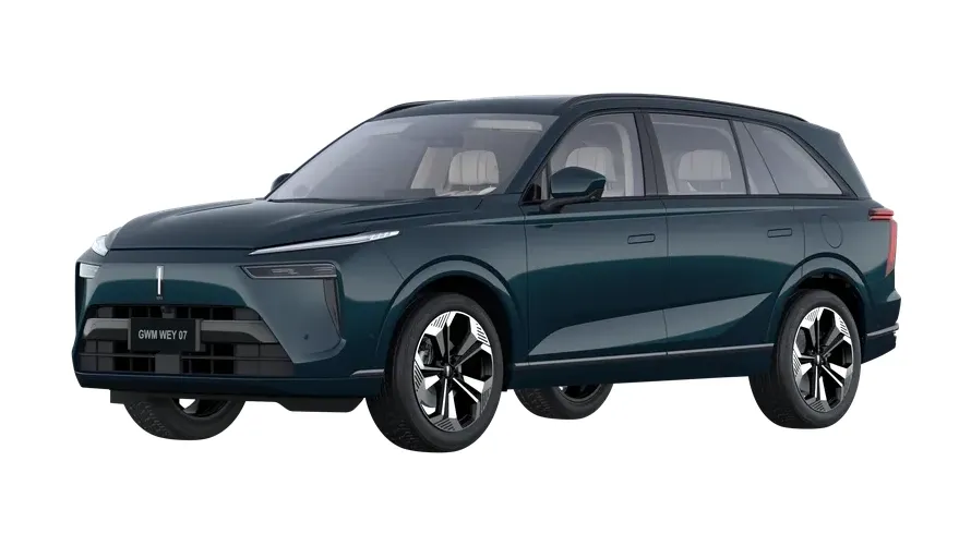 GWM Wey 07 Híbrido Plug-in Automático: de frente, em três quartos (azul cianita)