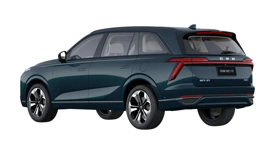 GWM Wey 07 Híbrido Plug-in Automático: de trás, em três quartos (azul cianita)