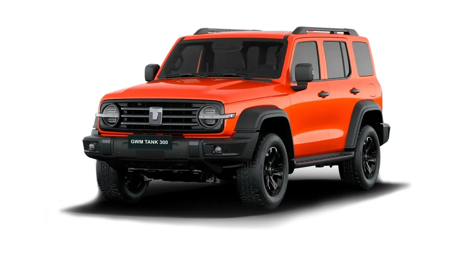 GWM Tank 300 Híbrido 2.0 Turbo Automático: de frente, em três quartos (laranja saara)