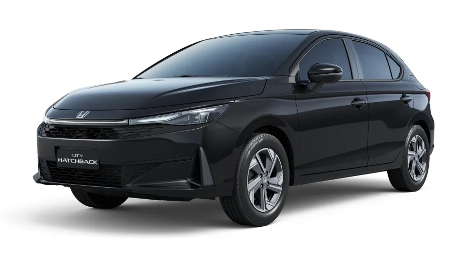 Honda City Hatchback EX 1.5 Automático: de frente, em três quartos (preto cristal perolizado)