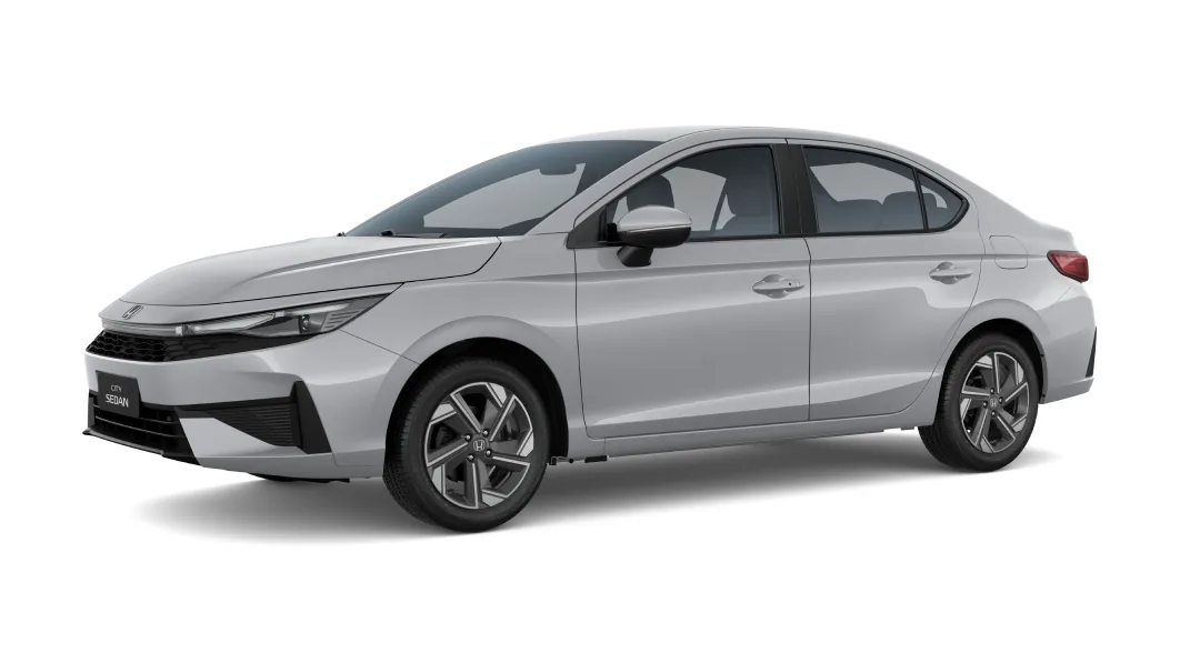 Honda City EX 1.5 Automático: de frente, em três quartos (prata platinum metálico)