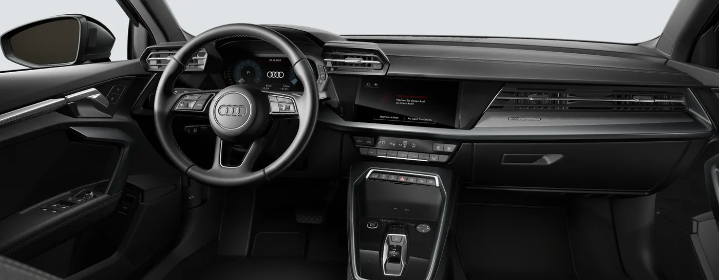 Painel do Audi A3 Sedan com o Audi virtual cockpit e a tela central