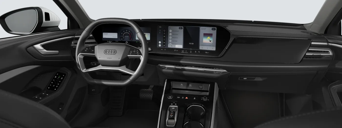Painel do Audi A5 com o Audi virtual cockpit plus e a tela central curva