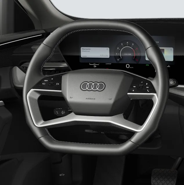 Volante esportivo em couro do Audi Q5, aplanado em cima e embaixo