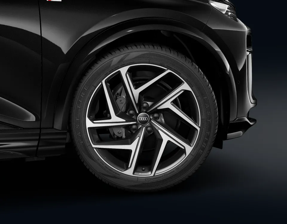 Roda Audi Sport de 21 polegadas do Audi Q6 e-tron, em design dinâmico de 5 raios em Y