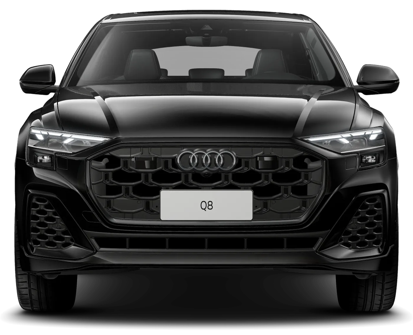 Frente do Audi Q8 Performance Black com a grade singleframe em preto