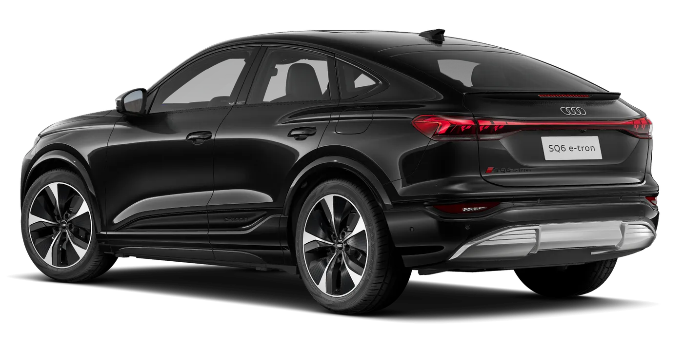 Traseira do Audi SQ6 Sportback e-tron com as lanternas OLED digitais ligadas de ponta a ponta