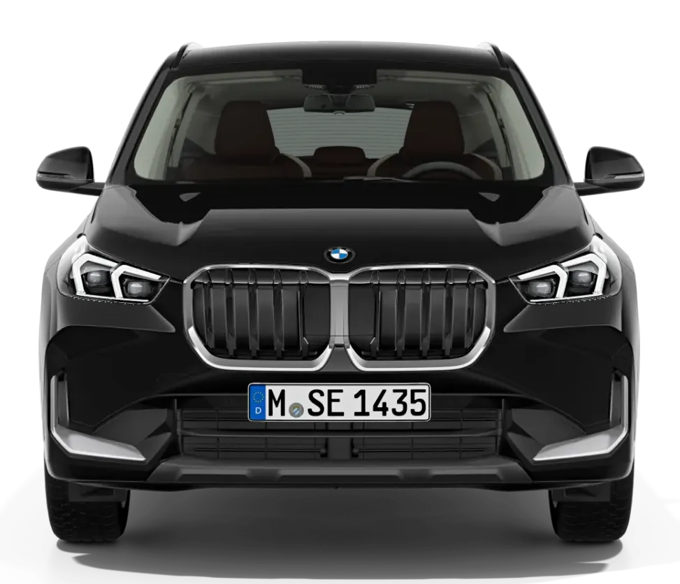 Frente da BMW X1 com a grade de duplo rim e os faróis de LED