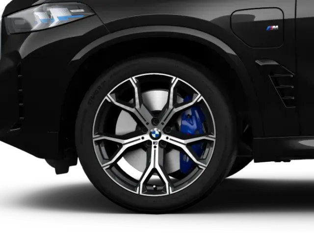 Roda Y-Spoke de 21 polegadas da BMW X5 com pinça de freio M Sport azul