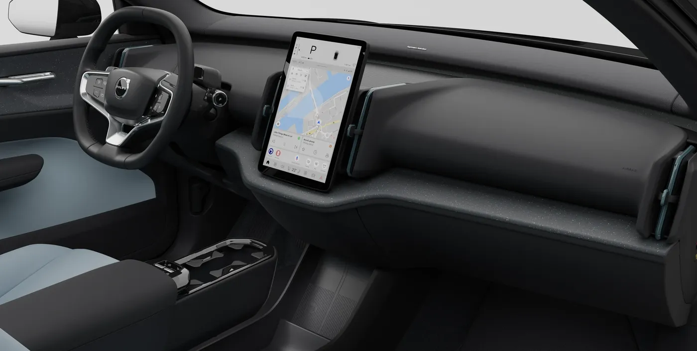 Painel do Volvo EX30 com a tela central
